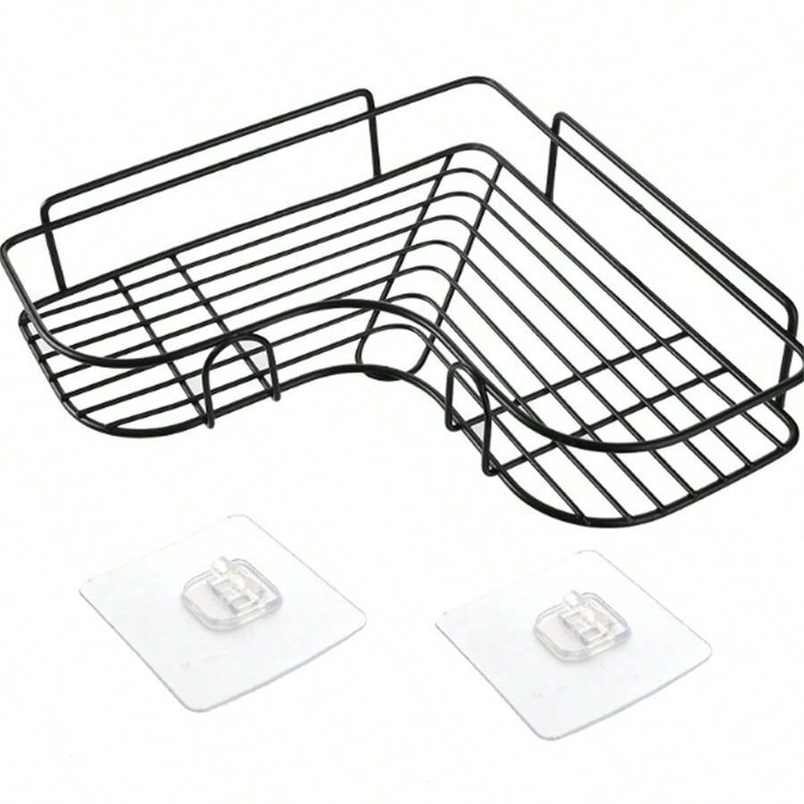 1 Miếng Đen Gắn trên tường Phòng tắm/nhà bếp Tam giác Giá lưu trữ , Khoan Cần thiết - màu đen - Xem 1