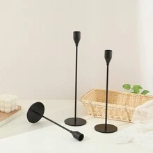 3入組啞光蠟燭座,適用於細螺紋蠟燭 - 黑色 - 查看 3