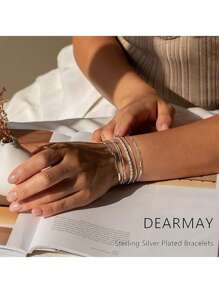 6pcs New Stainless Steel Waterproof & Fade-Resistant Braided Chain, Snake Chain, Bead Chain Bracelets, Versatile For Women's Daily, Party Wear, Beach Outfit, Gift