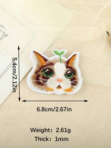 1set/2pcs Iron-on Embroidered Badge Clothing & Hat Accessory Diy Cat Pattern Applique - Multicolor - View 5