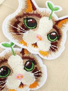 1set/2pcs Iron-on Embroidered Badge Clothing & Hat Accessory Diy Cat Pattern Applique - Multicolor - View 3