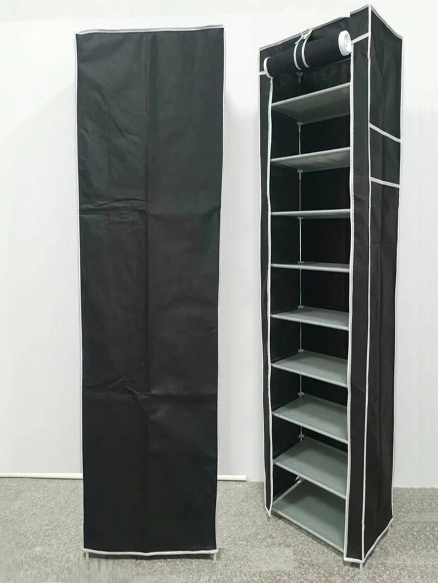 10 Layers 9 Grids Shoe Storage Rack - Black - View 1