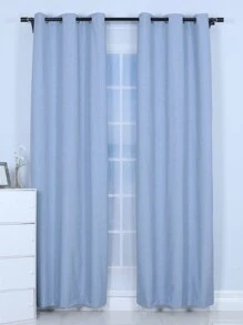 1 Pieza Cortina De Ventana Con Ojales Opaca En Color Azul Claro - Celeste - Ver 1