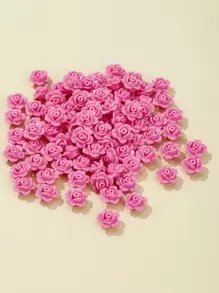 50pcs Fashionable Acrylic Solid Color Rose Shaped Beads With Straight Hole For Diy Bracelet, Necklace, Phone Chain, Jewelry Making Supplies Valentines - Multicolor - View 7