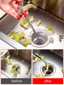 1 件不銹鋼管四爪鉤排水堵塞工具,手動廁所毛髮捕集器,用於家庭下水道和廁所堵塞清除