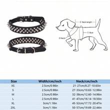 1 Miếng Da nhọn Vòng cổ chó Với dây chuyền , Cái vòng Pet - màu đen - Xem 2