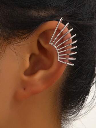 1pc Simple Geometric Line Design Ear Cuff For Women Without Piercings