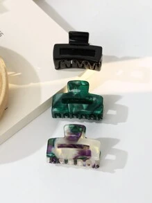 3 件套女士多色简约优雅镂空小方形发夹休闲发夹爪夹发夹发夹发夹发夹发夹接发夹，学校用品，学院秋冬发饰女士度假装女士