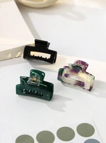 3 件套女士多色简约优雅镂空小方形发夹休闲发夹爪夹发夹发夹发夹发夹发夹接发夹，学校用品，学院秋冬发饰女士度假装女士