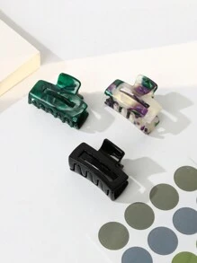 3 件套女士多色简约优雅镂空小方形发夹休闲发夹爪夹发夹发夹发夹发夹发夹接发夹，学校用品，学院秋冬发饰女士度假装女士