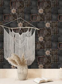 adesivo de azulejo com 7/21 Peça padrão retrô preto, decalque de azulejo à prova d\"água e óleo para banheiro, cozinha, papel de parede de vinil, arte de parede e decoração domiciliar - Preto - Visão 4