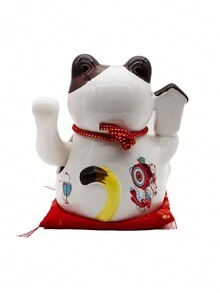 Cat Of Luck And Fortune Chinese Ceramic Cat - White - View 3