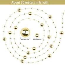 1捲約30米金色聖誕樹串珠花環,仿珍珠鏈用於聖誕樹,diy手作藝術,婚禮,室內外裝飾
