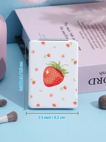 可折疊袖珍化妝鏡,1 件草莓圖案 8662 - 矩形雙面緊湊型化妝鏡,桌面鏡,女士和女孩便攜式旅行鏡,送給女士媽媽妻子姐妹青少年女朋友的禮物