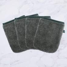 4 Guantes desmaquillantes de microfibra Toallas faciales de microfibra de Guantes de limpieza facial reutilizables de tela desmaquillante de microfibra para la cara Superfibra suave gris