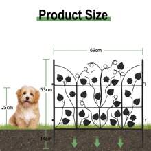 UNHO Garden Metal Fence Panels, 26in X 11ft Outdoor Rustproof Wrought Iron Landscape Fencing Wire Gate Border Edge Folding Set Of 5 - 黑色 - 查看 7