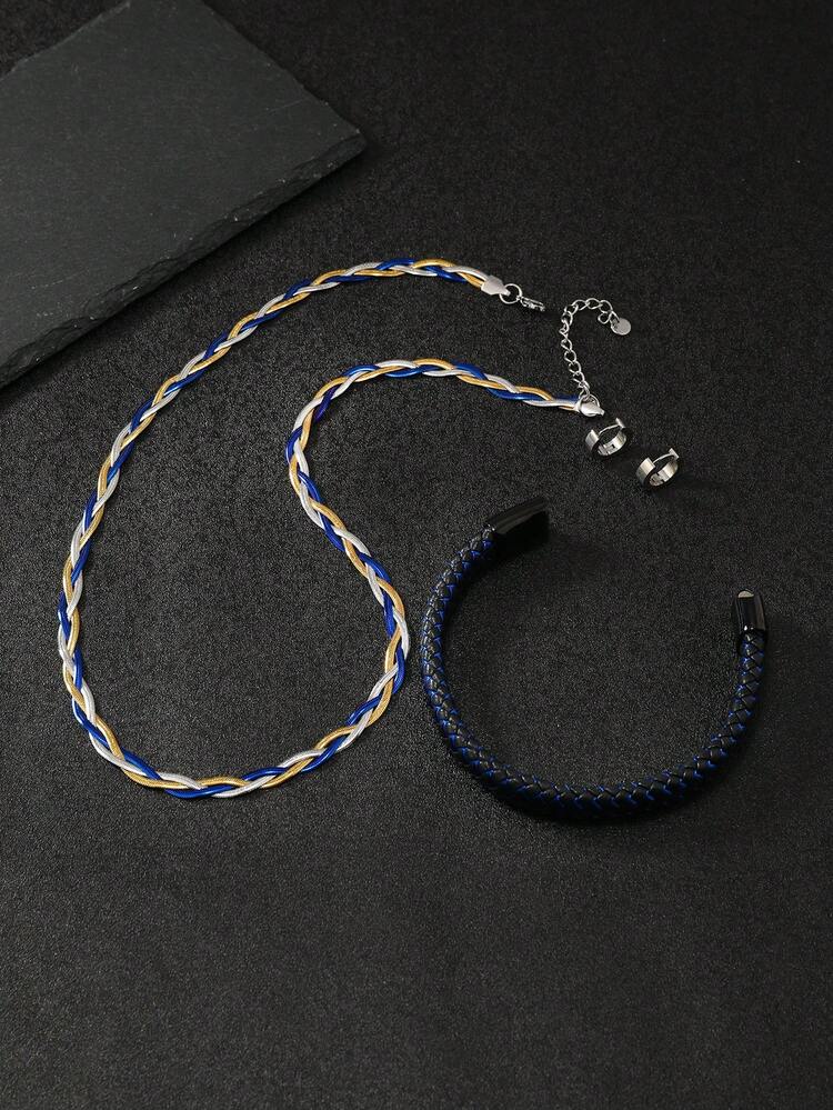 3pcs/set Leather Bracelet Set - Black - View 2