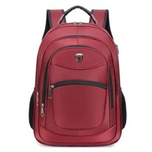 Mochila de gran capacidad para hombres mochila recargable USB bolsa de computadora de negocios mochila de ocio mochila de estudiante de secundaria - Rojo - Ver 2