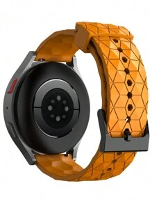 1入組男女運動橙色20mm 22mm足球圖案矽膠手環，適用於三星Galaxy、華為、Amazfit智能手錶 - 橘色 - 查看 1