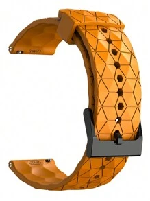 1入組男女運動橙色20mm 22mm足球圖案矽膠手環，適用於三星Galaxy、華為、Amazfit智能手錶 - 橘色 - 查看 3