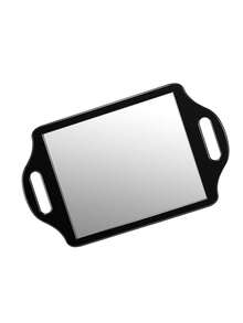 Large Hand Mirror With Handle - Salon Mirror For Hairdressers - Rectangular Hairdresser Hand Mirror (Black) - Black - View 3