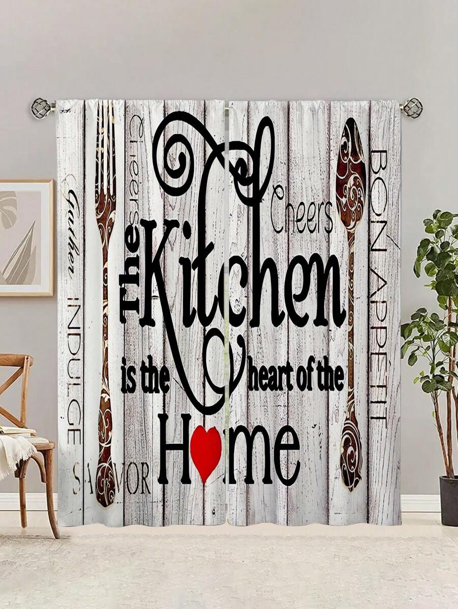 2pcs Farmhouse Kitchen Curtains, Vintage Window Treatment Suitable For Kitchen Bedroom Study