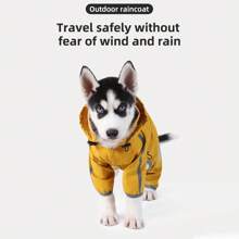 新款四腳狗雨衣,可引導狗狗防水,適用於大、中、小狗狗寵物下雨天出行,1件裝 - 黃色 - 查看 1