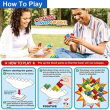 48 pièces Jeu d'équilibre de blocs de la tour Tétra. Jeu de construction d'équipe, jeu de société pour 1 à 4 joueurs. Idéal pour les familles, les fêtes et les voyages, pour les enfants et les adultes