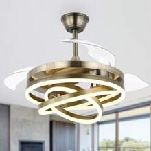 42" Ceiling Fan with Adjustable LED Light Kit, Retractable Fan Blades DC Motor Ceiling Fan with Remote Control for Bedroom