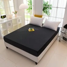 1 tấm ga trải giường màu trơn, mềm mại, thoải mái, kết cấu mịn, chống trượt. Vỏ bọc giường nhung polyester nhung lông màu xanh rêu hiện đại, thân thiện với da, thoáng khí, ấm áp, quấn 360 độ, không có chất làm sáng quang học, thích hợp để ngủ nude, vỏ bọc nệm vừa vặn đơn giản, tấm bảo vệ nệm, vỏ bọc chống bụi, lý tưởng để làm quà tặng cho cha mẹ, gia đình và bạn bè vào các ngày lễ và buổi họp mặt, hoặc làm quà tặng dệt may gia dụng (không bao gồm vỏ gối), hoàn hảo cho Halloween, quà tặng Giáng sinh - Màu đen sang trọng - Xem 5