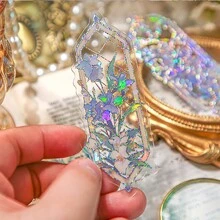 10pcs/Pack Exquisite Embossed & Gilt Asymmetric Flower Bookmark For Students And Readers