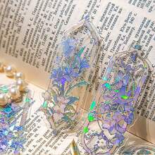 10pcs/Pack Exquisite Embossed & Gilt Asymmetric Flower Bookmark For Students And Readers