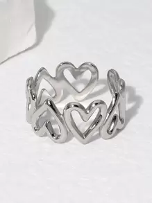 1pc Alla Moda Semplice E Dolce In Acciaio Inossidabile Che Non Scolorisce Scava Fuori L'anello Apri Cuore Amore Per La Festa Delle Donne E L'uso Quotidiano