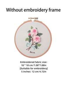 1 Juego Conjunto De Material De Manualidades De Bordado De Tela, Kit De Material De Artesanía De Bricolaje Para Principiantes, Regalo Hecho A Mano - Rojo - Ver 3