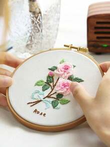 1 Juego Conjunto De Material De Manualidades De Bordado De Tela, Kit De Material De Artesanía De Bricolaje Para Principiantes, Regalo Hecho A Mano - Rojo - Ver 7