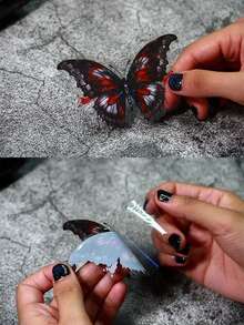 1 Set Diario De Estilo Gótico Retro Europeo Con Estampado En Caliente De Mariposas Coloridas Para Hacer Uno Mismo - Azul - Ver 3