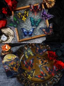 1 Set Diario De Estilo Gótico Retro Europeo Con Estampado En Caliente De Mariposas Coloridas Para Hacer Uno Mismo - Azul - Ver 4