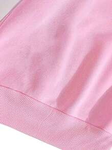 MURAMASA Capucha con estampado de letra con cordón de hombros caídos con forro térmico - Rosa - Ver 4