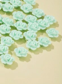 50pcs Fashionable Acrylic Solid Color Rose Shaped Beads With Straight Hole For Diy Bracelet, Necklace, Phone Chain, Jewelry Making Supplies Valentines - Multicolor - View 4