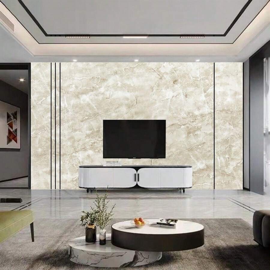 1卷厚高級大理石壁紙自黏壁紙,防水,防潮,適合超大面積,仿磁磚 - 芥末黃 - 查看 1