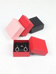 1pc Jewelry Packaging Box Gift Box Display For Ring Necklace Bracelet Storage, Black - Pink - View 4