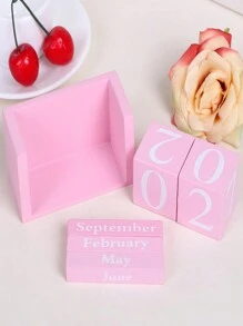 1pc New 2024 Design Simple Creative Wooden Long Calendar Ornament For Living Room, Desk, Study, Store Countertop Decoration - Multicolor - View 3