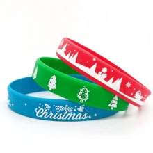 6pcs Christmas Themed Silicone Bracelet For Holiday Party, Santa Claus Design - Multicolor - View 5