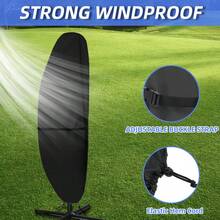 1pc Patio Umbrella Cover, Sunshade Cover - Black - View 3