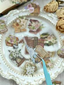 30 Piezas/paquete Conjunto De Pegatinas Impermeables De Collage De Flores Retro Para Scrapbooking, Diario Y Decoración Diy - Multicolor - Ver 3