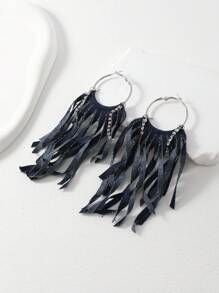 1雙原始設計,時尚女性長流蘇耳環,復古藍色的懸垂耳環
