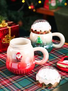 1 件聖誕老人陶瓷杯創意卡通杯帶蓋 - 彩色 - 查看 4