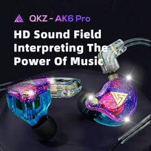 QKZ AK6 Pro 有线耳机 3.5MM AUX 带麦克风 Hifi 重低音耳机防噪音音乐运动游戏入耳式耳塞 - 黑色 - 查看 2
