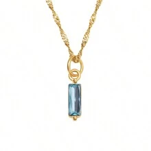 Exquisite And Simple Stainless Steel 18k Gold Plated December Birthstone Cz Inlaid Pendant Necklace - December - View 18