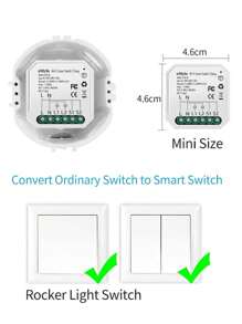 1 Pc EMylo Wifi Relay Switch Wireless Remote Control Wifi Light Switch AC 220V 2 Gang Built-In Switch Relay Module 16A DIY Timer Voice Control For Home(White) - White - View 4